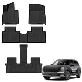 Auxko All Weather Floor Mats for Hyundai Palisade 2026 7 Seats Gasoline Only All Season TPE Accessories Guard Odorless Anti-Slip Floor Liners for Hyundai Palisade 2026 7 Passengers
