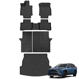 AUXKO All Weather Floor Mats Cargo Mat Rear Back Seat Protector Fits for Toyota Rav4 Hybrid 2019-2024 2025 TPE Liner Toyota Rav4 Accessoires Odorless Anti-Slip Black