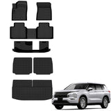 Auxko All Weather Floor Mats Cargo Mat with Backrest Mat for Mitsubishi Outlander 2025 2024 2023 2022 TPE Liners Accessories Guard Odorless Anti-Slip Floor & Trunk Liner with Back Seat Protectors