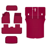 AUXKO All Weather Floor Mats for 2025 2026 New Tesla Model Y Juniper Cargo Mat with Backrest Mat & Front Trunk Liner & Rear Cargo Mat Car Full Set Accessories Guard Odorless Anti-Slip TPE Mats Red