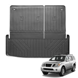 Auxko All Weather Cargo Mat with Back Seat Mat Fit for Nissan Pathfinder 2025 2024 2023 2022 TPE Trunk Mat Accessories All Season Odorless Anti-Slip Black