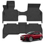 Auxko All Weather Floor Mats Fits for BMW iX 2022 2023 2024 2025 TPE Rubber Liners Accessoires for BMW iX All Season Guard Odorless Anti-Slip Mats for 1st & 2nd Row