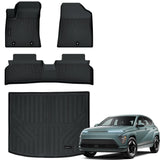 Auxko All Weather Floor Mats Cargo Mat for Hyundai Kona EV 2024 2025 TPE Liners Accessories Guard Odorless Anti-Slip Floor Liners Trunk Liner for 2024 2025 Hyundai Kona EV