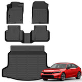 Auxko All Weather Floor Mats Cargo Mat Fit for 2025 2026 Honda Civic Hybrid Hatchback (Not Sedan) Accessories Odorless Anti-Slip Floor Mats Trunk Mat for Honda Civic Hybrid Black