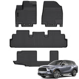 Auxko All Weather Floor Mats Fit for Nissan Pathfinder 2022-2025(8 Seat) / Infiniti QX60 2022-2025 (7 Seat) TPE Rubber Liners Set All Season Guard Odorless Anti-Slip Floor Mats