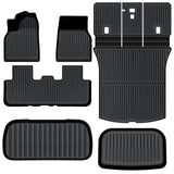 AUXKO All Weather Floor Mats for 2025 2026 New Tesla Model Y Juniper Cargo Mat with Backrest Mat & Front Trunk Liner & Rear Cargo Mat Car Full Set TPE Liners Accessories Guard Odorless Anti-Slip Mats