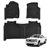 AUXKO All Weather Floor Mats Fit for 2019-2026 Chevrolet Silverado 1500 & GMC Sierra 1500 & 2020-2026 Chevy Silverado/GMC Sierra 2500HD/3500HD Crewcab with Front Bucket Seat Rear Underseat Storage