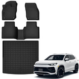 Auxko All Weather Floor Mats Cargo Mat for Volkswagen Tiguan 2025 2026 TPE Liners All Season Accessories Guard Odorless Anti-Slip Floor Liners Trunk Tray for Volkswagen Tiguan 2025 2026