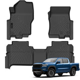 Auxko All Weather Floor Mats Fit for Nissan Frontier 2025 2024 2023 2022 Crew Cab(Not for 2nd with Under Seat Speaker) TPE Liners Frontier Set All Season Odorless Anti-Slip