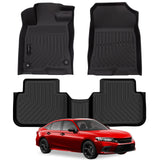 AUXKO All Weather Floor Mats for Honda Civic 2022-2025 2026 Sedan Hatchback Si(Include Sport|2nd Row with&w/o USB Port|Not for Hybrid) Acura Integra 2023-2025 Liners All Season Odorless Anti-Slip