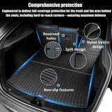 AUXKO All Weather Floor Mats for 2025 2026 New Tesla Model Y Juniper Cargo Mat with Backrest Mat & Front Trunk Liner & Rear Cargo Mat Car Full Set TPE Liners Accessories Guard Odorless Anti-Slip Mats