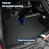 Auxko All Weather Cargo Mat with Back Seat Mat Fit for Ford Explorer 2025 2024 2023 2022 2021 2020 TPE Trunk Mat Accessories All Season Odorless Anti-Slip Black