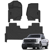 Auxko All Weather Floor Mats for Ford F150 2026-2015|F-150 Lightning 2026-2022 Supercrew(Only Rear w/Fold Flat Storage) TPE Rubber Liners Odorless Mats