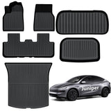 AUXKO - Alfombrillas para todo tipo de clima para Tesla 2025 2026 modelo Y de enebro y Tesla - Tapete de carga frontal para maletero trasero inferior TPE forros accesorios protector antideslizante sin