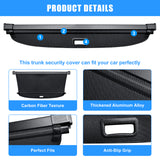 AUXKO Retractable Cargo Cover for Lincoln MKX 2018-2016, Trunk Cargo Cover Luggage Security Shade Cover for Lincoln Nautilus 2023-2019 Shielding Shade Anti-Peeping Luggage Privacy Screen, Carbon Fiber