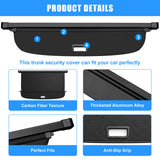 AUXKO Retractable Cargo Cover for Subaru Trailseeker 2026, Carbon Fiber 4 PCS Headrest Hooks, Tool-free Shade, Anti-peeping Privacy Screen, Anti-UV Luggage Accessory, Waterproof Rear Trunk Cover