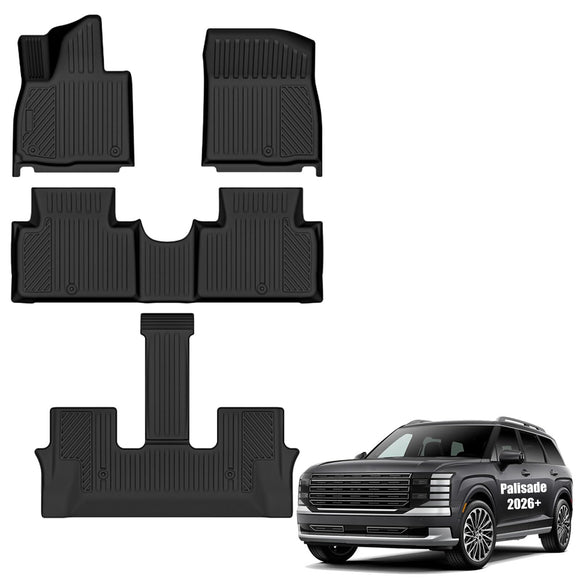 Auxko All Weather Floor Mats for Hyundai Palisade 2026 7 Seats Gasoline Only All Season TPE Accessories Guard Odorless Anti-Slip Floor Liners for Hyundai Palisade 2026 7 Passengers