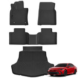Auxko All Weather Floor Mats Cargo Mat Fit for Toyota Camry 2025 2026 Include Hybrid LE/SE/XLE/XSE TPE Liners Camry Accessories All Season Guard Odorless Anti-Slip Floor Mats Cargo Liner Black
