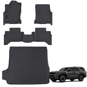 Auxko All Weather Floor Mats Cargo Mat Fit for 2025 2026 Toyota 4Runner 5-Seater Gasoline(Not Hybrid) TPE Liners Accessories Odorless Anti-Slip Floor Liners & Cargo Liners