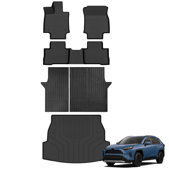 AUXKO All Weather Floor Mats Cargo Mat Rear Back Seat Protector Fits for Toyota Rav4 Hybrid 2019-2024 2025 TPE Liner Toyota Rav4 Accessoires Odorless Anti-Slip Black