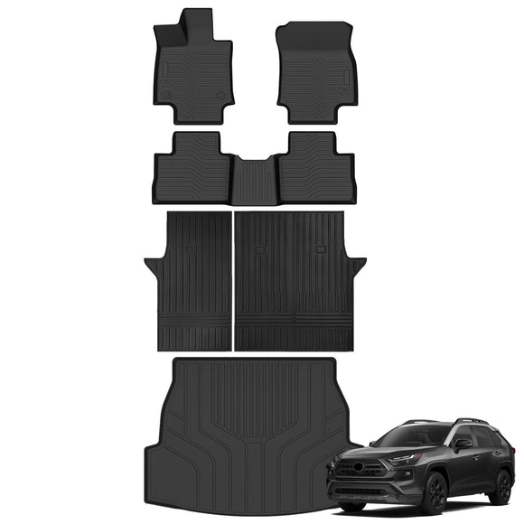AUXKO All Weather Floor Mats Cargo Mat Rear Back Seat Protector Fits for Toyota Rav4 2019-2024 2025 TPE Liner Toyota Rav4 Accessoires Odorless Anti-Slip Black