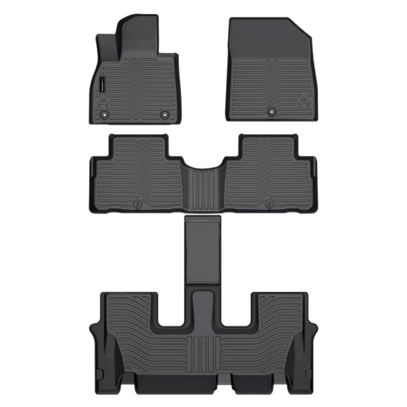 Auxko All Weather Floor Mats Fit for Hyundai Palisade 7&8 Seat 2020-2024 2025 TPE Rubber Liners Palisade Accessories Set All Season Guard Odorless Anti-Slip Floor Mats