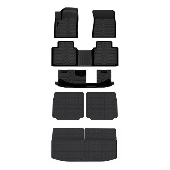 Auxko All Weather Floor Mats Cargo Mat with Backrest Mat for Mitsubishi Outlander 2025 2024 2023 2022 TPE Liners Accessories Guard Odorless Anti-Slip Floor & Trunk Liner with Back Seat Protectors