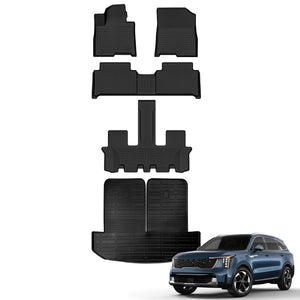 AUXKO All Weather Floor Mats Cargo Mat Rear Back Seat Protector Fits for Kia Sorento Hybrid 2021-2025 TPE Liner Sorento Hybrid Accessoires Odorless Anti-Slip Black
