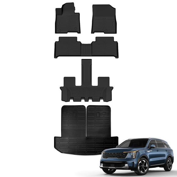 AUXKO All Weather Floor Mats Cargo Mat Rear Back Seat Protector Fits for Kia Sorento Hybrid 2021-2025 TPE Liner Sorento Hybrid Accessoires Odorless Anti-Slip Black