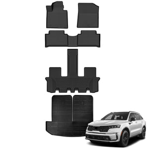 AUXKO All Weather Floor Mats Cargo Mat Rear Back Seat Protector Fits for Kia Sorento Gasoline 2021-2025 TPE Liner Sorento Gasoline Accessoires Odorless Anti-Slip Black