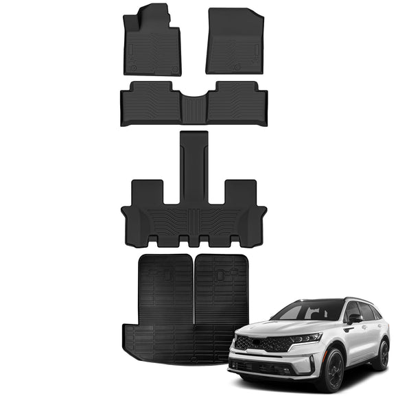 AUXKO All Weather Floor Mats Cargo Mat Rear Back Seat Protector Fits for Kia Sorento Gasoline 2021-2025 TPE Liner Sorento Gasoline Accessoires Odorless Anti-Slip Black