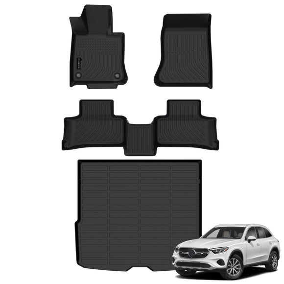 Auxko All Weather Floor Mats Cargo Mat Fit for 2023-2025 Bnez GLC 300/300E/43AMG TPE Liners Accessories All Season Guard Odorless Anti-Slip Floor Mats Cargo Mat for Bnez GLC 300 300E 43AMG Black