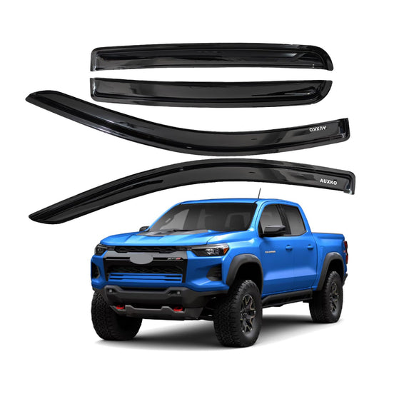 AUXKO Rain Guards for Chevy Colorado & GMC Canyon 2023-2025, Window Vent Visors Accessory - Tape-On Rain Guard Window Visor, Easy Install Car Side Window Wind Deflectors & Visors Smoke for Truck Black