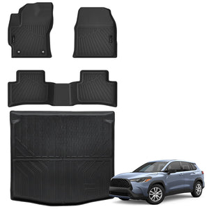 Auxko All Weather Floor Mats Cargo Mat Fit for 2025 2024-2022 Toyota Corolla Cross AWD(Not Fit Hybrid) TPE Liners Accessories All Season Guard Odorless Anti-Slip
