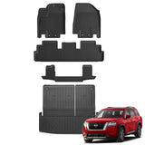 Auxko All Weather Floor Mats Cargo Mat Back Seat Mat Fit for Nissan Pathfinder 7 Seat 2025 2024 2023 2022 TPE Floor Liner Trunk Mat Pathfinder Accessories All Season Odorless Anti-Slip Black