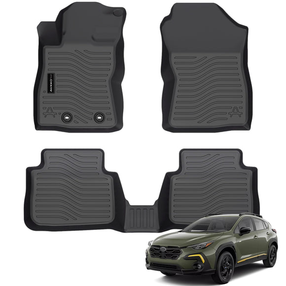 Auxko All Weather Floor Mats Fits for Subaru Crosstrek 2024 2025 TPE Rubber Liners Accessoires for Subaru Crosstrek All Season Guard Odorless Anti-Slip Mats for 1st & 2nd Row