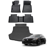 Auxko All Weather Floor Mats Cargo Mat Fit for Toyota Camry Hybrid 2024 2023 2022 2021 2020 2019 2018 TPE Floor Liner Trunk Mat Camry Accessories All Season Odorless Anti-Slip Black