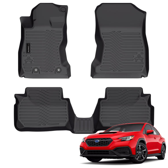 Auxko All Weather Floor Mats Fit for Subaru WRX 2022-2024 2025 TPE Rubber Liners WRX Accessories Set All Season Guard Odorless Anti-Slip Floor Mats