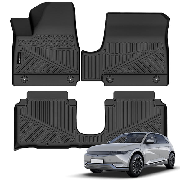 Auxko All Weather Floor Mats Fits for Hyundai IONIQ 5 2022-2024 Limited Only [with Sliding Console] TPE Rubber Liners All Season Guard Odorless Anti-Slip Mats for 1st & 2nd Row