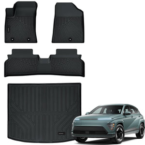 Auxko All Weather Floor Mats Cargo Mat for Hyundai Kona EV 2024 2025 TPE Liners Accessories Guard Odorless Anti-Slip Floor Liners Trunk Liner for 2024 2025 Hyundai Kona EV