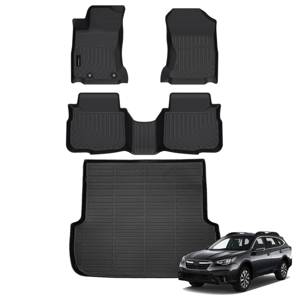 Auxko All Weather Floor Mats Cargo Mat Fit for Subaru Outback/Legacy 2020-2025 TPE Liners Accessories All Season Guard Odorless Anti-Slip Floor Mats Trunk Mat for Subaru Outback 2020-2025 Black