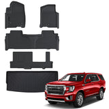 AUXKO All Weather Floor Mats & Cargo Mat for 2025-2021 Chevrolet Tahoe & GMC Yukon(Not XL) 8 Seat 2nd Row Bench Seat Accessories Odorless Anti-Slip Liner Black