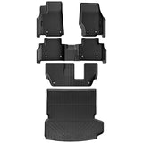 Auxko All Weather Floor Mats & Cargo Mat & Backrest Mat Fit for Jeep Grand Cherokee L 7 Seat (2nd Row Bench Seat) 2025-2021 Liner Trunk Mat Accessories Odorless Black