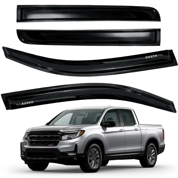 AUXKO Rain Guards for Truck Honda Ridgeline 2017-2025, Window Vent Visors Accessories - Tape-On Rain Guard Window Visor for Honda Ridgeline, Easy Install Car Side Window Wind Deflectors & Visors Black