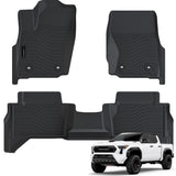 Auxko All Weather Floor Mats Fits for Toyota Tacoma Hybrid Double Cab 2025 2024 TPE Liners Car Accessory for Toyota Tacoma Hybrid Double Cab 2024 2025 Odorless Anti-Slip Floor Mats Black
