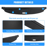 AUXKO Retractable Cargo Cover for Volkswagen Atlas Cross Sport 2025-2020, Trunk Cover Security Shade Cover for 2024 2025 VW Atlas Cross Sport Shielding Anti-Peeping Luggage Privacy Cover, Carbon Fiber
