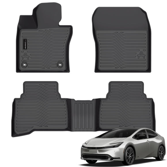 Auxko All Weather Floor Mats Fits for Toyota Prius(Include Plug in Hybrid) 2023 2024 2025 TPE Rubber Liners Accessoires for Prius Odorless All Season Guard Anti-Slip Mats Black