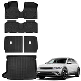 Auxko All Weather Floor Mats Cargo Mat with Backrest Mat for Hyundai Ioniq 5 (Unmovable Center Console, Not for Limited) 2022-2024 TPE Liners Accessories Guard Odorless Anti-Slip Floor Trunk Liners