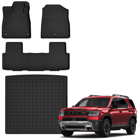 Auxko All Weather Floor Mats Cargo Mat for Honda Passport 2026 TPE Liners All Season Accessories Guard Odorless Anti-Slip Floor Liners Trunk Tray for Honda Passport 2026