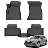 Auxko All Weather Floor Mats Fits for Audi Q5 SQ5 2025 2024-2018 TPE Rubber Liners Accessoires for Audi Q5 SQ5 2018-2025 All Season Guard Odorless Anti-Slip Mats for 1st & 2nd Row
